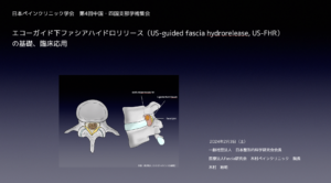 日本ペインクリニック学会 第4回 中国・四国支部学術集会にてエコーガイド下ファシアハイドロリリースの講演を行いました。